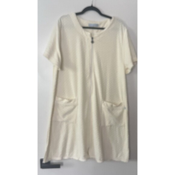 Sunday Brunch Wm's 2-Pocket Butter Yellow Short‎ Sleeve Zip-Up Waffle Weave Robe - Picture 1 of 6